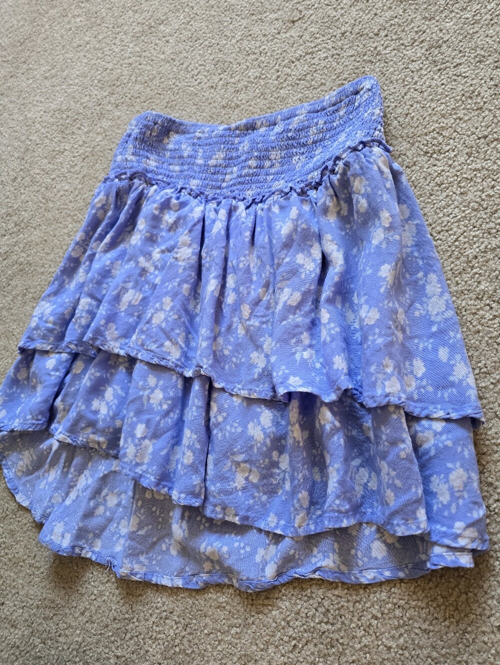 BlueNotes 100% Rayon Smocked Waist Tiered Skirt Womens Size Small